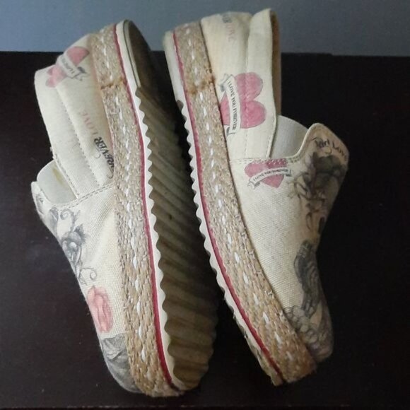 Goby Sugar Skull Print Death is Not the End of Love Canvas Loafers Size 5.5 - Picture 5 of 14